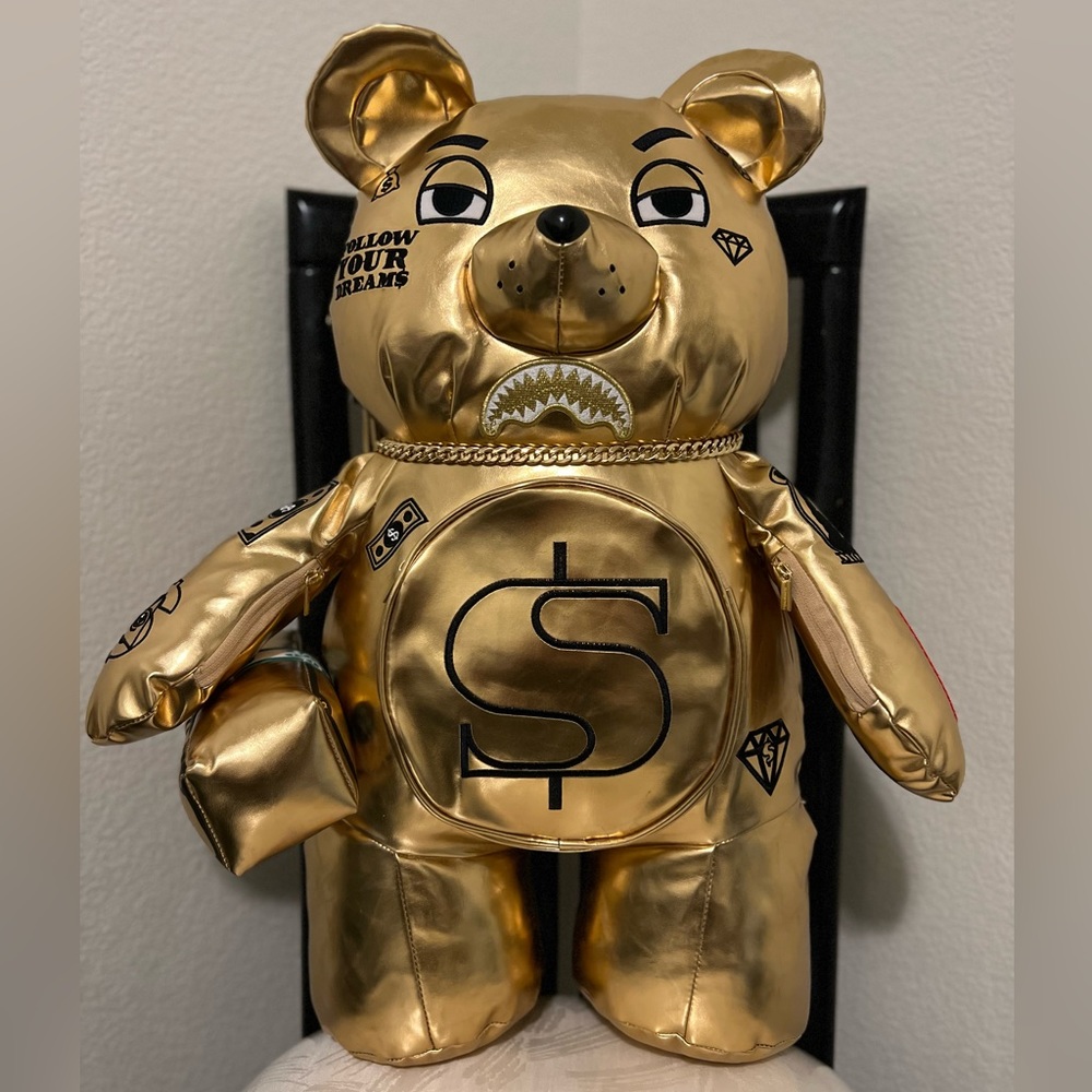SPRAYGROUND GOLD RUSH MONEYBEAR TEDDYBEAR BACKPACK